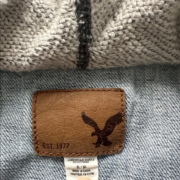 Denim and Sweatshirt Hooded Jacket - Picture 2 of 5